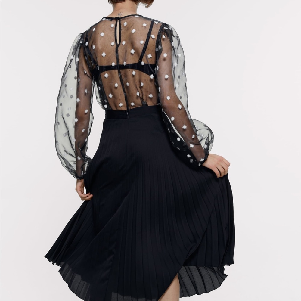 Zara Embroidered Black Organza Blouse - Picture 6 of 6